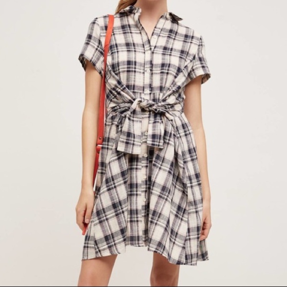 Anthropologie Tylho Plaid Tie Dress